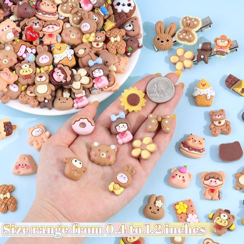 Glitzest 100PCS TINKRSTUFF Brown Slime Charms Cute Flatback Resin Charms for Slime, Kawaii Random Decoden Charm for Embellishments Phone Junk Case Charms Bulk, Hairpins Scrapbooking Crafting & DIY Decoration - Image 2